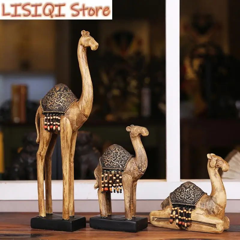 

New Creative Resin Crafts Camel Imitation Sculpture Simulation Animal Ornaments Decorative Figurines Desert Camel Decor