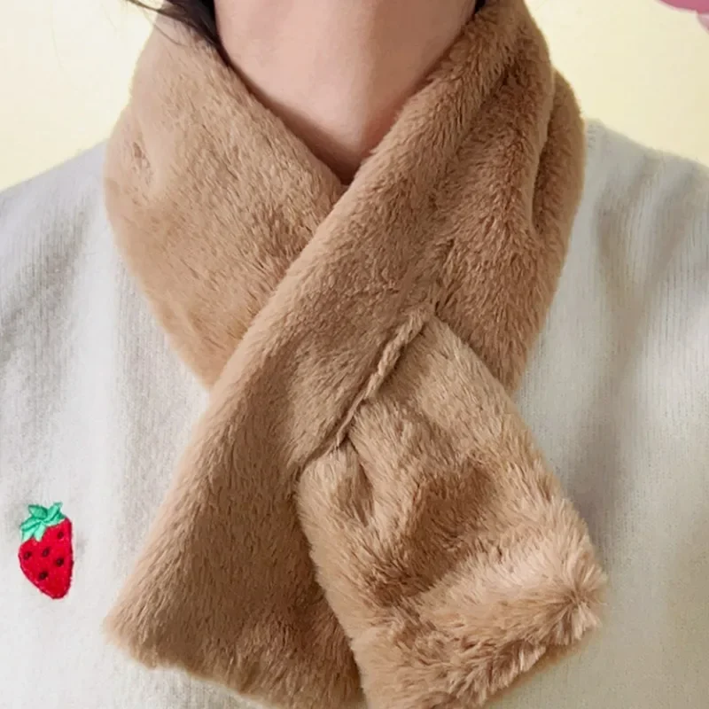 Winter Protection Plush Scarf Women Autumn Cold Resistant Simple Warm Scarves Girls Outdoor Activities Soft Thick Neck Warmer