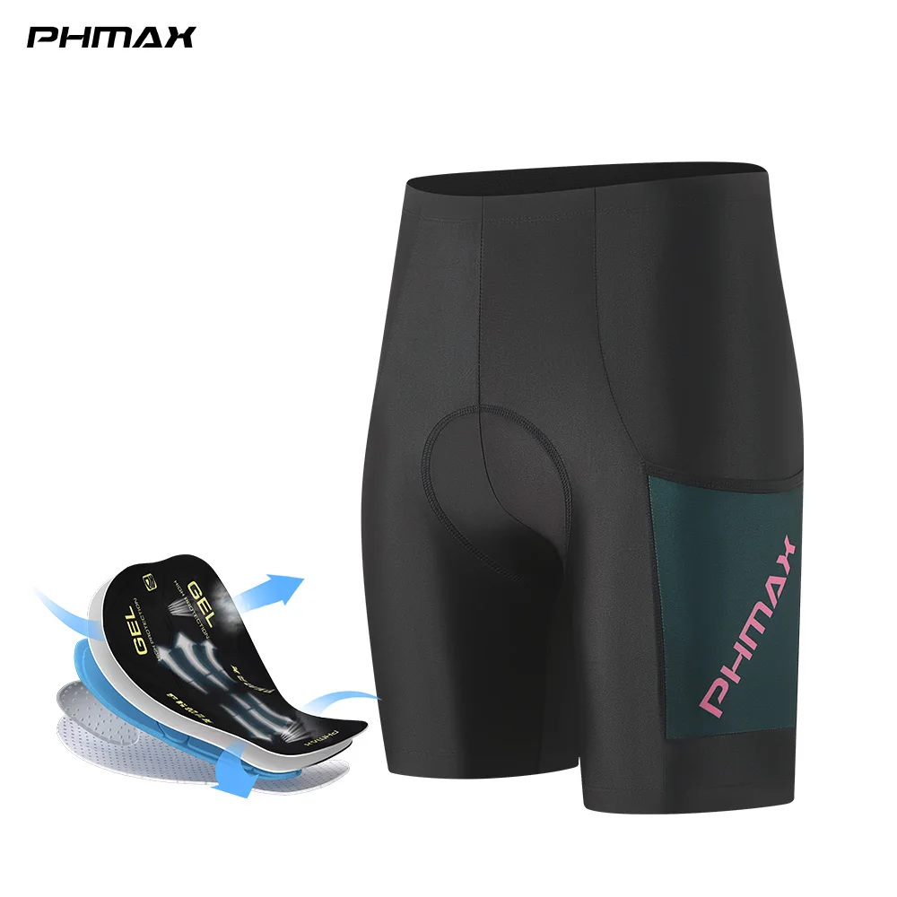 

PHMAX Summer Women Cycling Shorts 5D Shock Gel Padded MTB Road Bicycle Shorts Breathable Quick Dry Biking Shorts for Long Riding