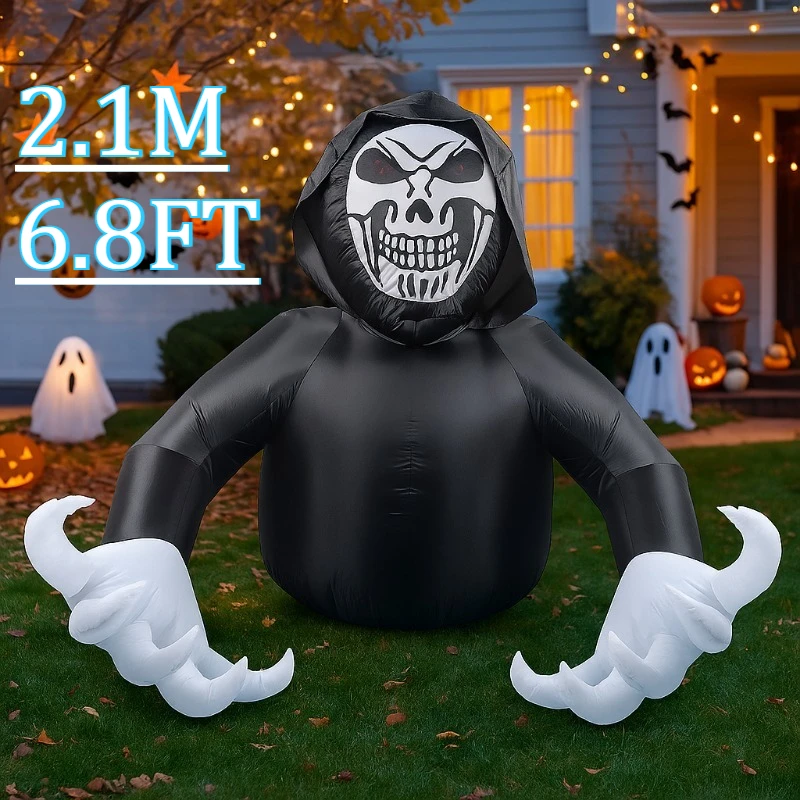 

6,8 футов вечерние и праздничные украшения «сделай сам», надувные игрушки, скелет, жуткий призрак, Хэллоуин, снаружи, мрачный жнец, гигантский страшный декор двора