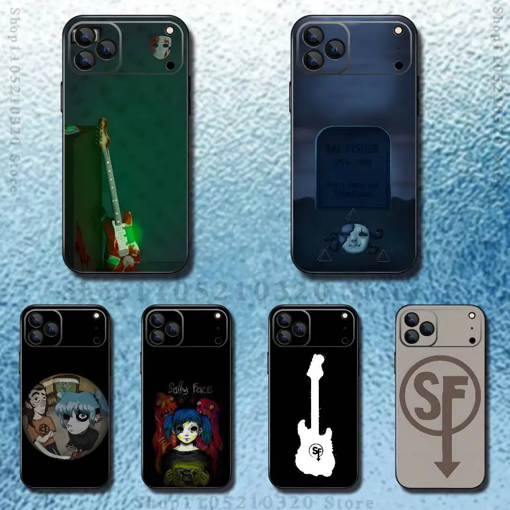 

Cartoon S-Sally Face SF Phone Case For iPhone 17,16,15,14,13,12,11 ,Pro Max,XS,X,XR,SE,Mini,8,7,Soft Silicone Black Cover