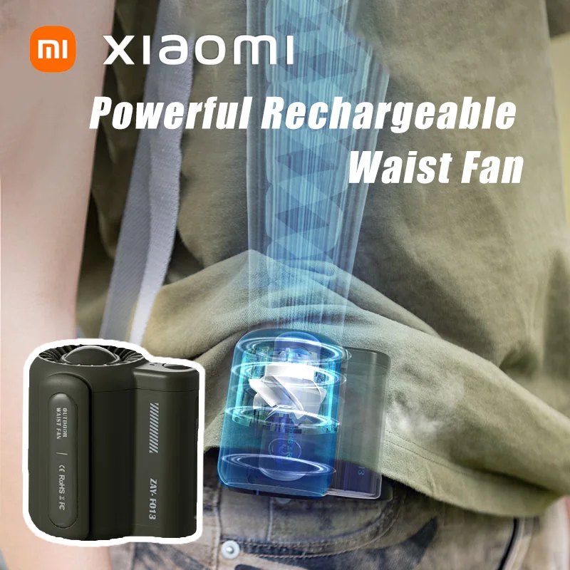 Xiaomi-Mini ventilador portátil de cintura recargable, dispositivo potente con 3 velocidades, cinturón de Clip, 4500mAh, para viajes al aire libre, nuevo