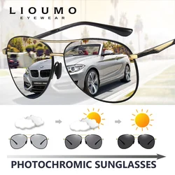 LIOUMO Aviation Polarized Sunglasses Men Top Quality Photochromic Glasses Women Metal Frame Chameleon Eyewear UV400 gafas de sol