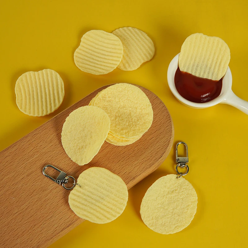 Creative Simulated Wave French Fries/Potato Chips Food Keychain Soft Silicone Toys Bag Pendant Earphone Decoration Giveway Gift