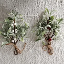 Frosted Artificial Mistletoe Fake Sprigs Bunches Stems Festive Fake Flowers Durable Christmas Decoration For Home Winter Indoor