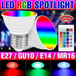 E27 RGB LED Light Bulb GU10 Colorful Spotlights MR16 Lamp E14 Chandelier Bulbs GU5.3 With Remote Dimmable Party Atmosphere Decor