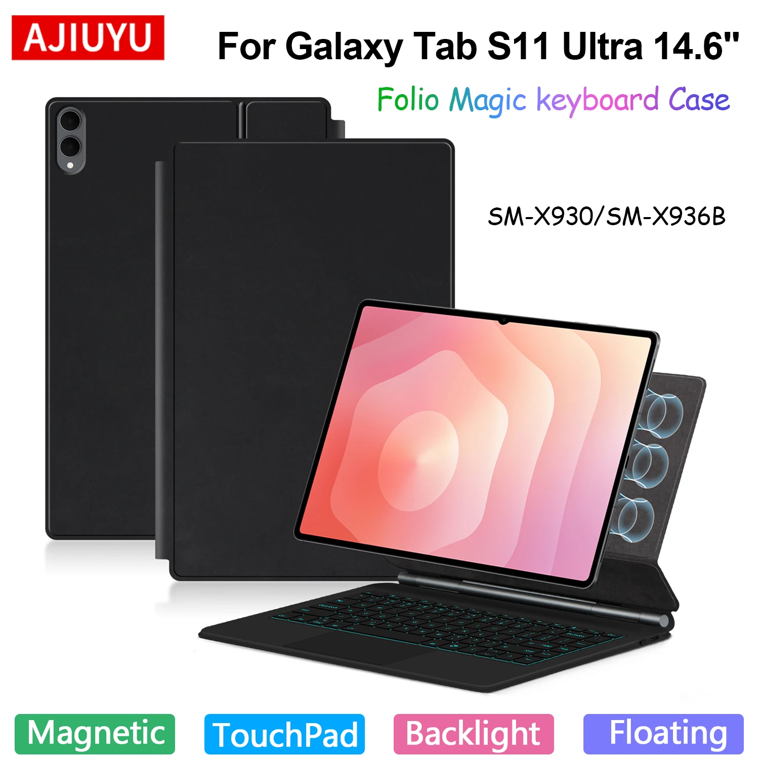 Magic Keyboard Case For Samsung Galaxy Tab S11 Ultra 14.6 Inch Case SM-X930 SM-X936B Smart Cover Multi-touch TouchPad Backlight