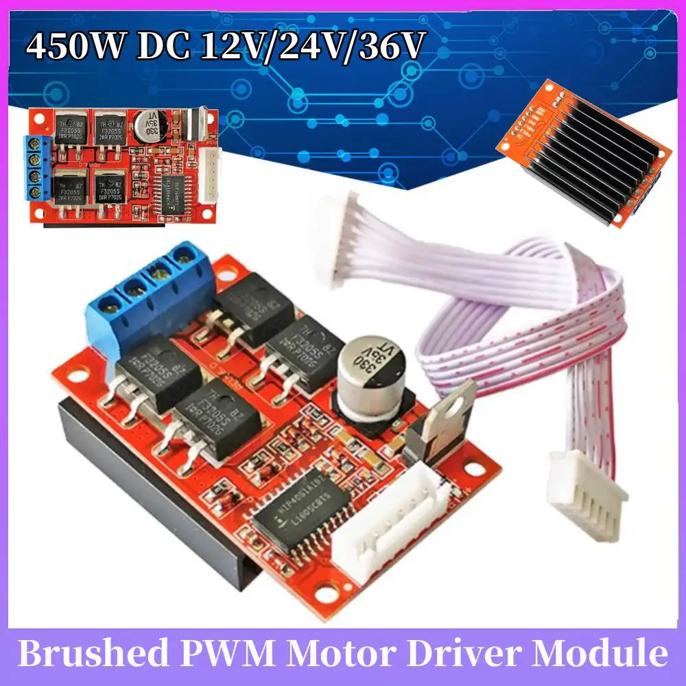 

Brushed PWM Motor Driver Module H-Bridge Brushed DC Motor Driver Board 450W DC 12V/24V/36V Reversing Brake