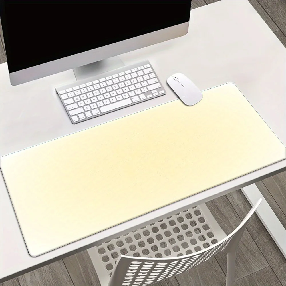 Large Cream Yellow Desk Pad Minimalist Printed Gaming Mouse Pad Multifunctional Keyboard Mat - Gift for Family And Friends