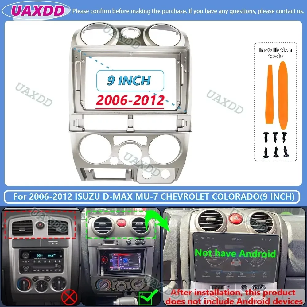 For 2001-2005 Isuzu DMAX Mu-7 Chevrolet Colorado 9inch Radio Android Stereo Frame Panel Fascia Audio Player Screen Cable Harness