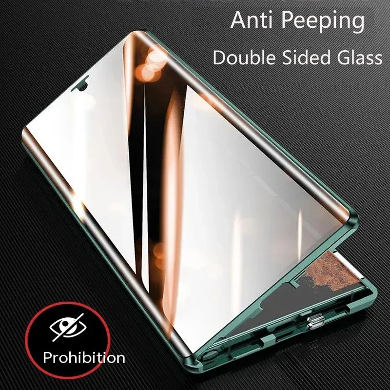 Anti Peeping Magnetic Phone Case Shell For Vivo X90 Double Sided Tempered Glass Cover For Vivo X100 Snap lock Protection Cover