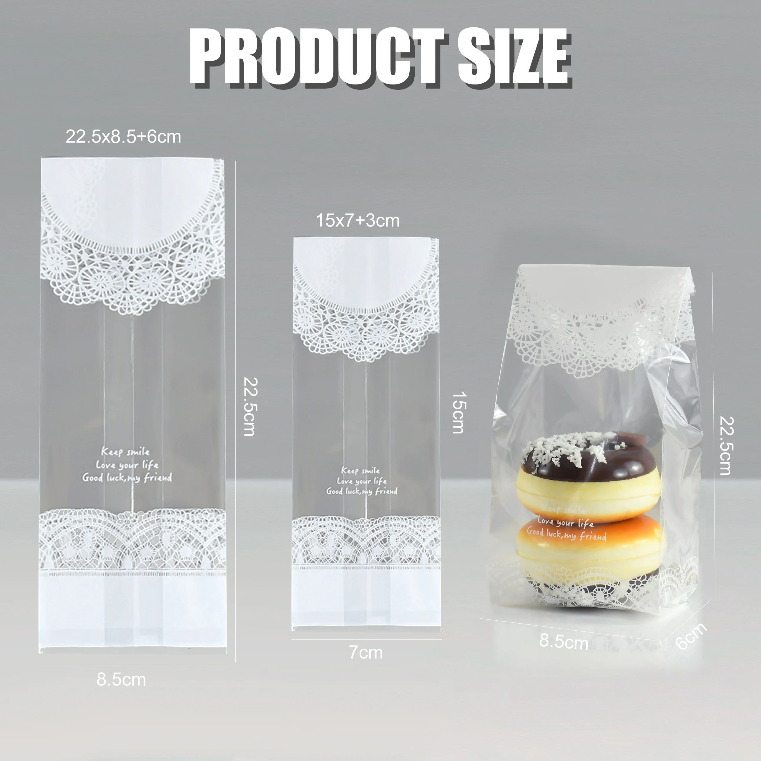 50pcs White Lace Transparent Cookie Biscuit Bag Plastic Candy Bar Cupcake Packaging Bag Wedding Birthday Hand Made DIY Gift Bags images - 6