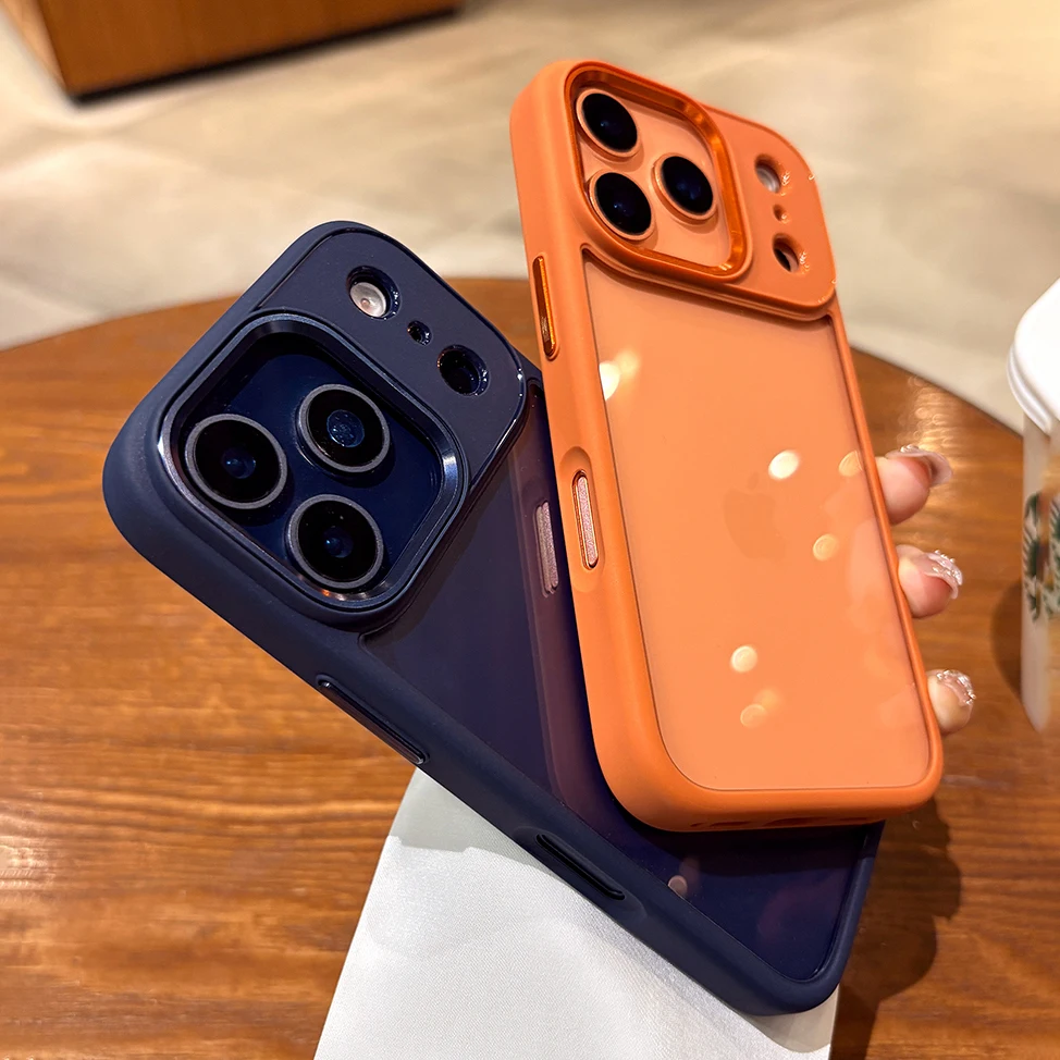 حافظة هاتف شفافة فاخرة جديدة لهاتف آيفون 17 16 15 14 13 برو ماكس بلس 17 برو أكريليك PC غطاء مقاوم للصدمات لهاتف آيفون 17 إير