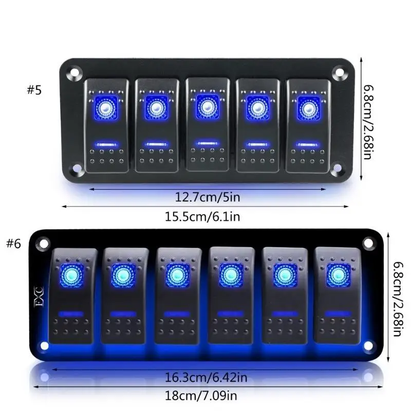 

31BC 12V Switch Panel Rockers Light Toggle with Blue LED Light for Vehicles