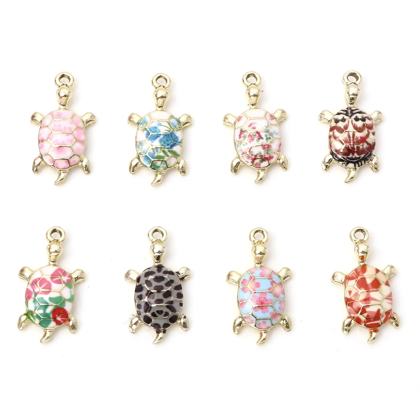 10PCs Ocean Sea Turtle Enamel Animal Charms Multicolor Pendant DIY Jewelry Necklace Bracelets Metal Pendants Jewelry 24mm x 14mm