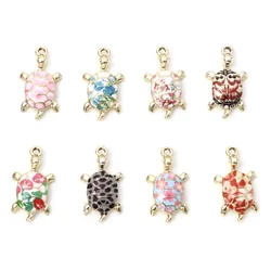 10PCs Ocean Sea Turtle Enamel Animal Charms Multicolor Pendant DIY Jewelry Necklace Bracelets Metal Pendants Jewelry 24mm x 14mm