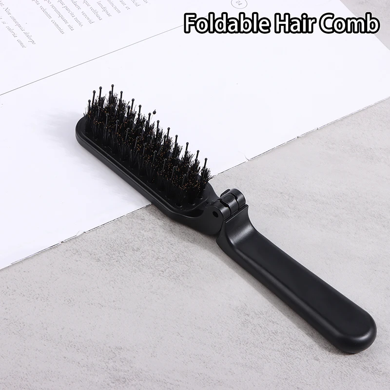 Foldable Hair Comb Portable Boar Bristle Hair Brush Hair Brush Head Massager Travel Combs Hair Styling Accessories