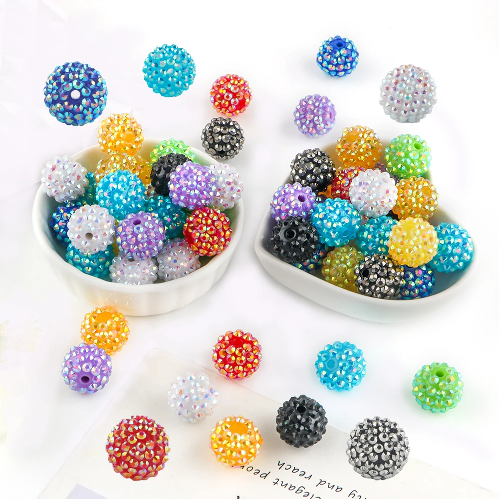 14/16/20mm Resin Bayberry Ball Rhinestone Beads Fashion Loose Spacer Acrylic Beads For Jewelry Making Decoration Accessory