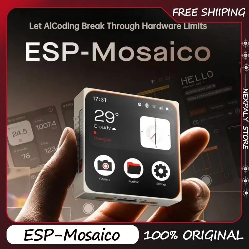 ESP-Mosaico A Modular Development Board Designed for AI Development 480x480 OLED Touchscreen with Built-in Controller ESP32-S31