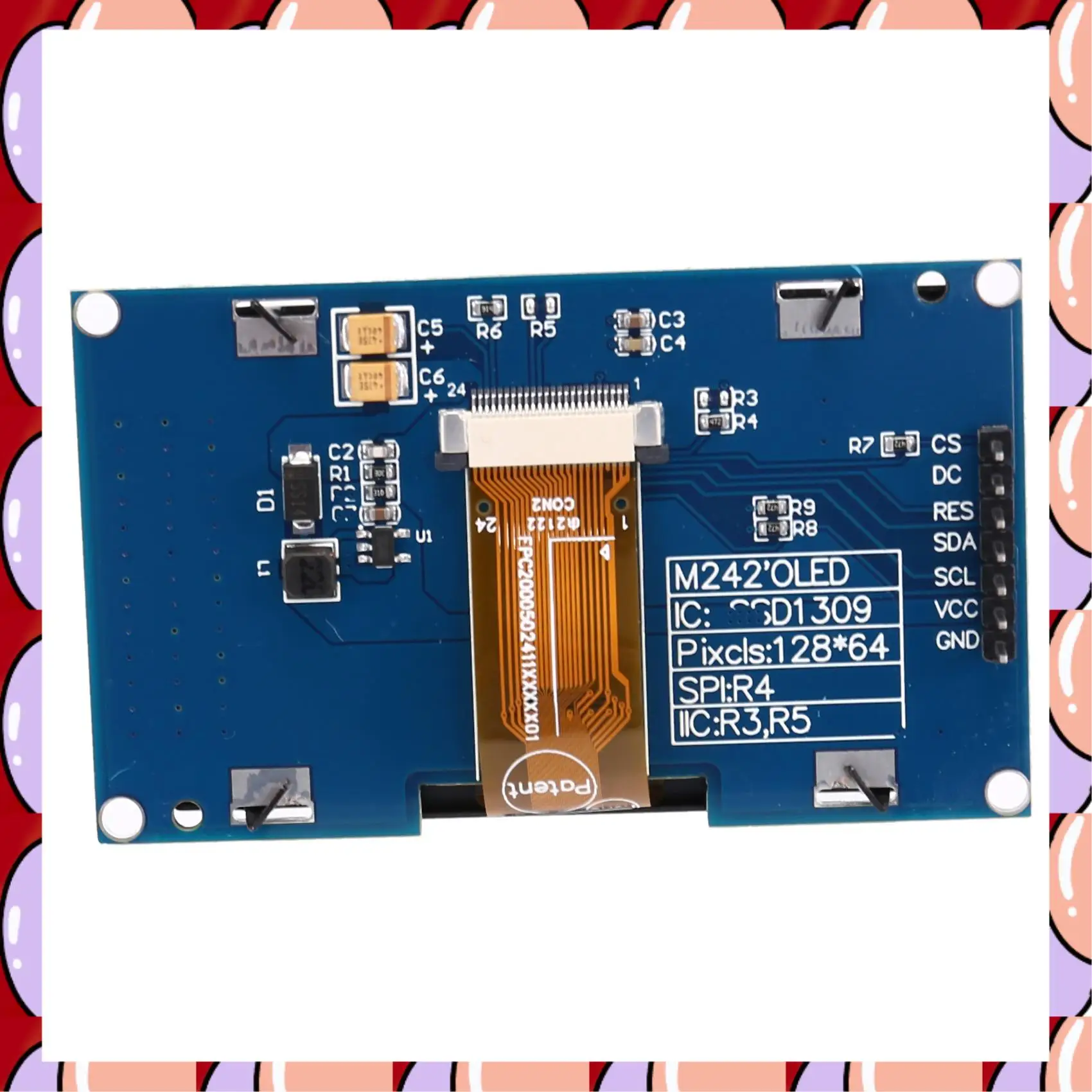 

A72Z 2.42 Inch OLED Display LCD Screen Module 128X64 SPI/IIC Interface SSD1309