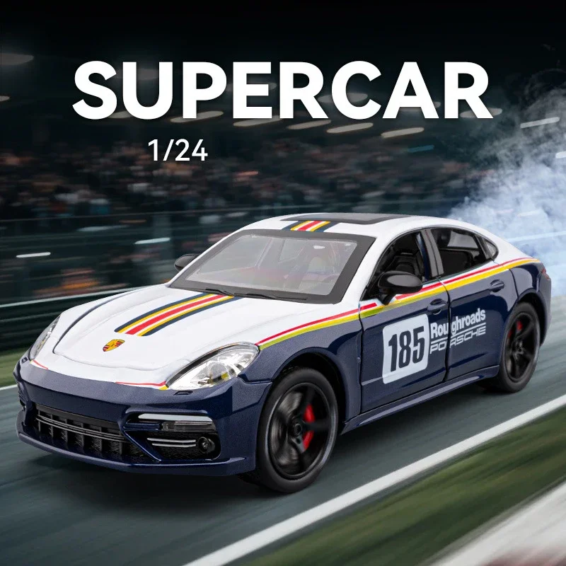 1:24 Panamera Supercar With Spray Alloy Car Model Sound and Light Pull Back Children's Toy Collectibles Birthday gift