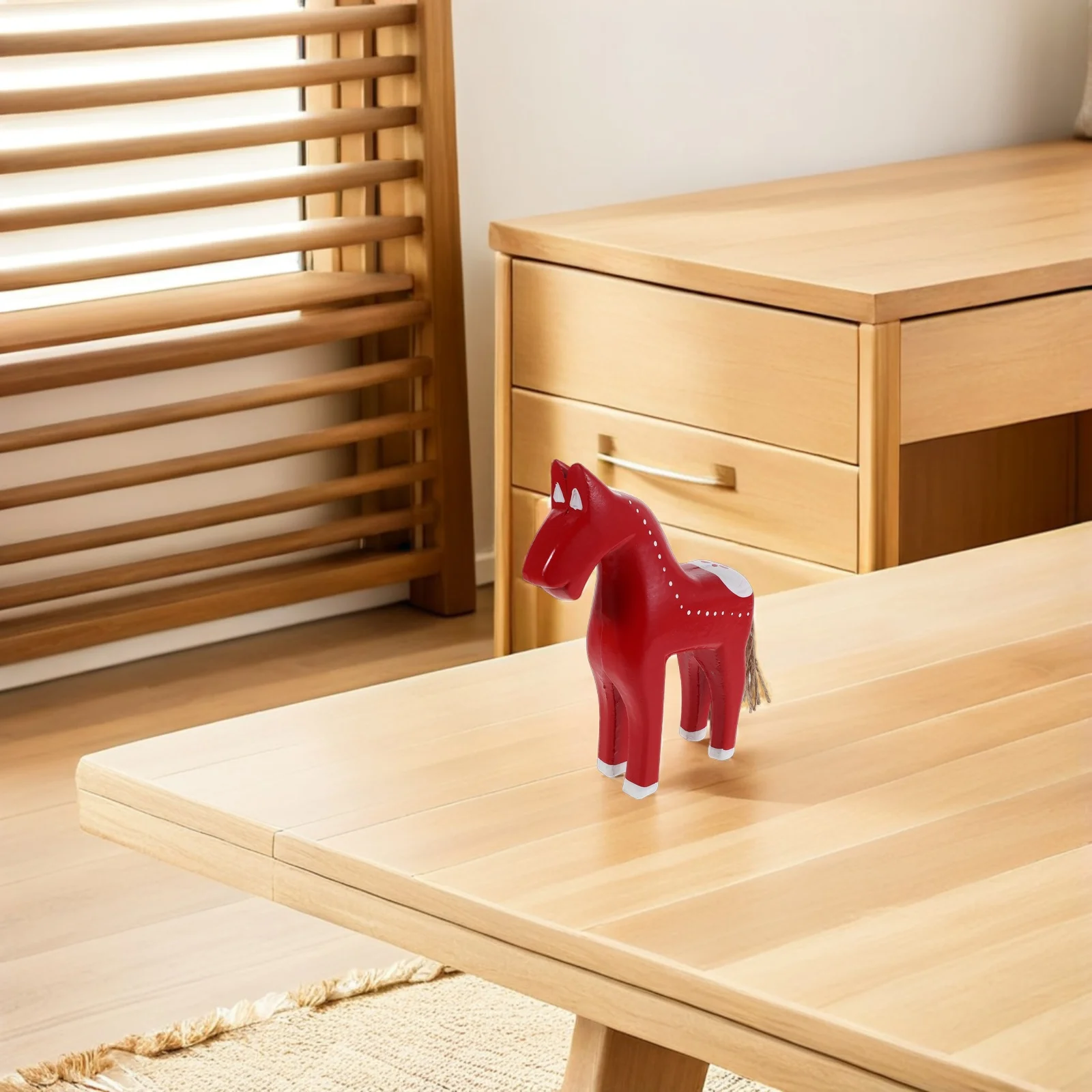 

Wooden Horse Statue Carved Home Decor Handcrafted Rustic Style for Living Room Office Desktop Decoration Art Piece