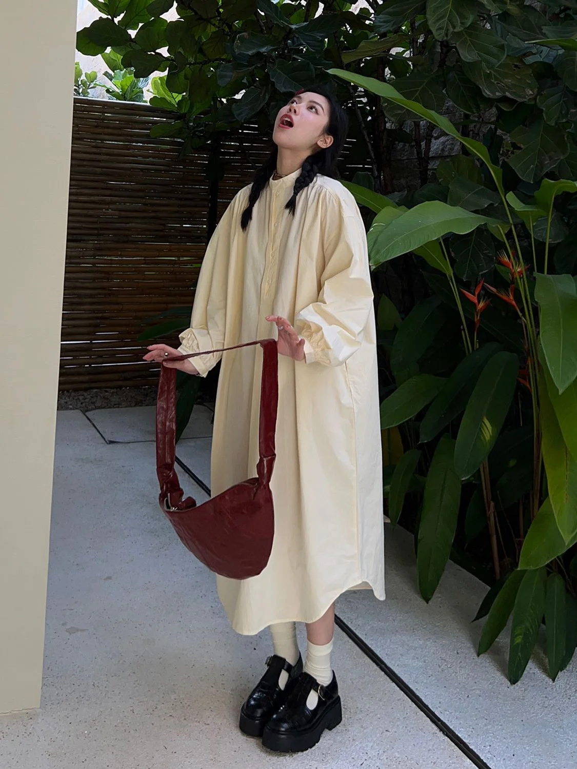 

plus Size Women's Long Sleeve Dress Korean Style Loose Casual Shirt Dress Spring Autumn Seasonal A-Line Skirt Maxi Dress