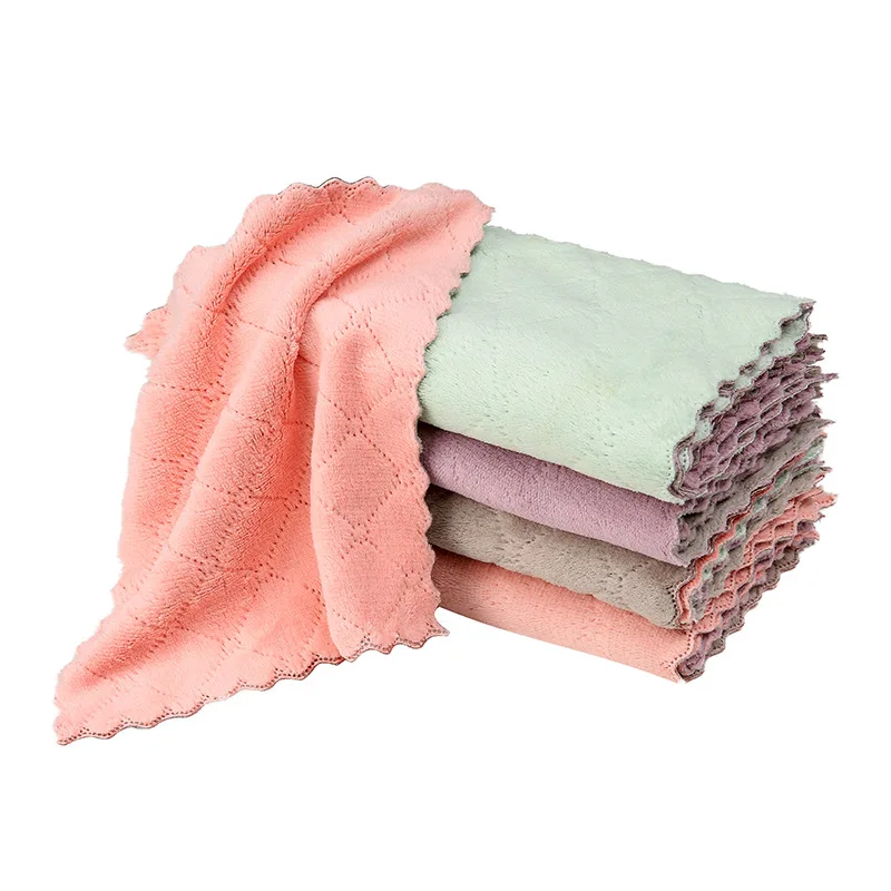 

10 Pcs Cleaning Towels Water Absorbing Towels Set Thick Coral Fleece Reusable Water Absorbing Dish Cloth Durable