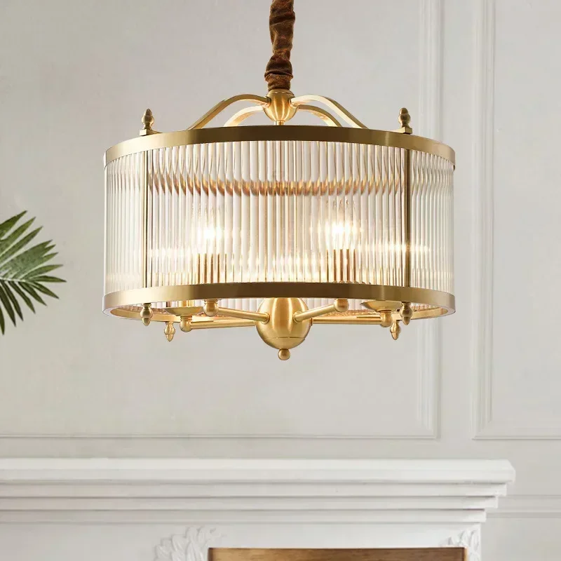 Led E14Modern Copper Chandelier Glass Tubes Round Gold Metal Pendant Chandelier Lighting 2 Models