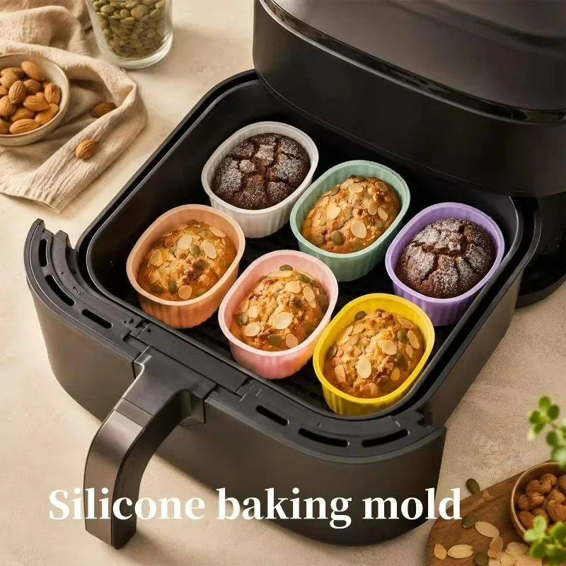 1/10Pcs Silicone Muffin Cups Mini Cake Mold Reusable Food Grade Baking Cups Non Stick Heat Resistant Baking Mold Air Fryer Oven