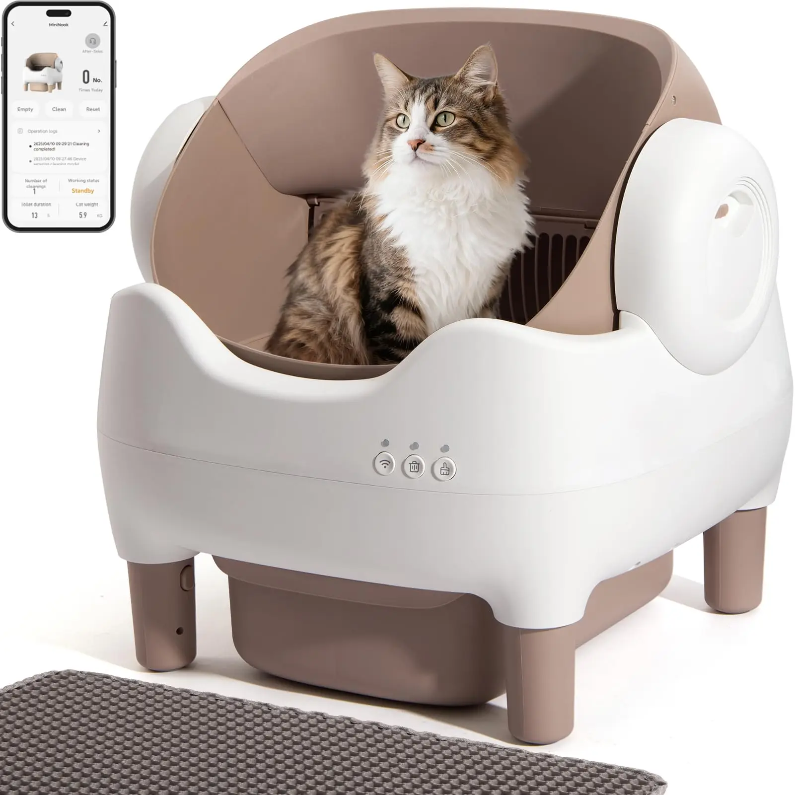 

Automatic Litter Box Open Top:Self Cleaning toilet Smart with WiFi App Control Large & Safety Sensors & Odor-Free Waste Disposal