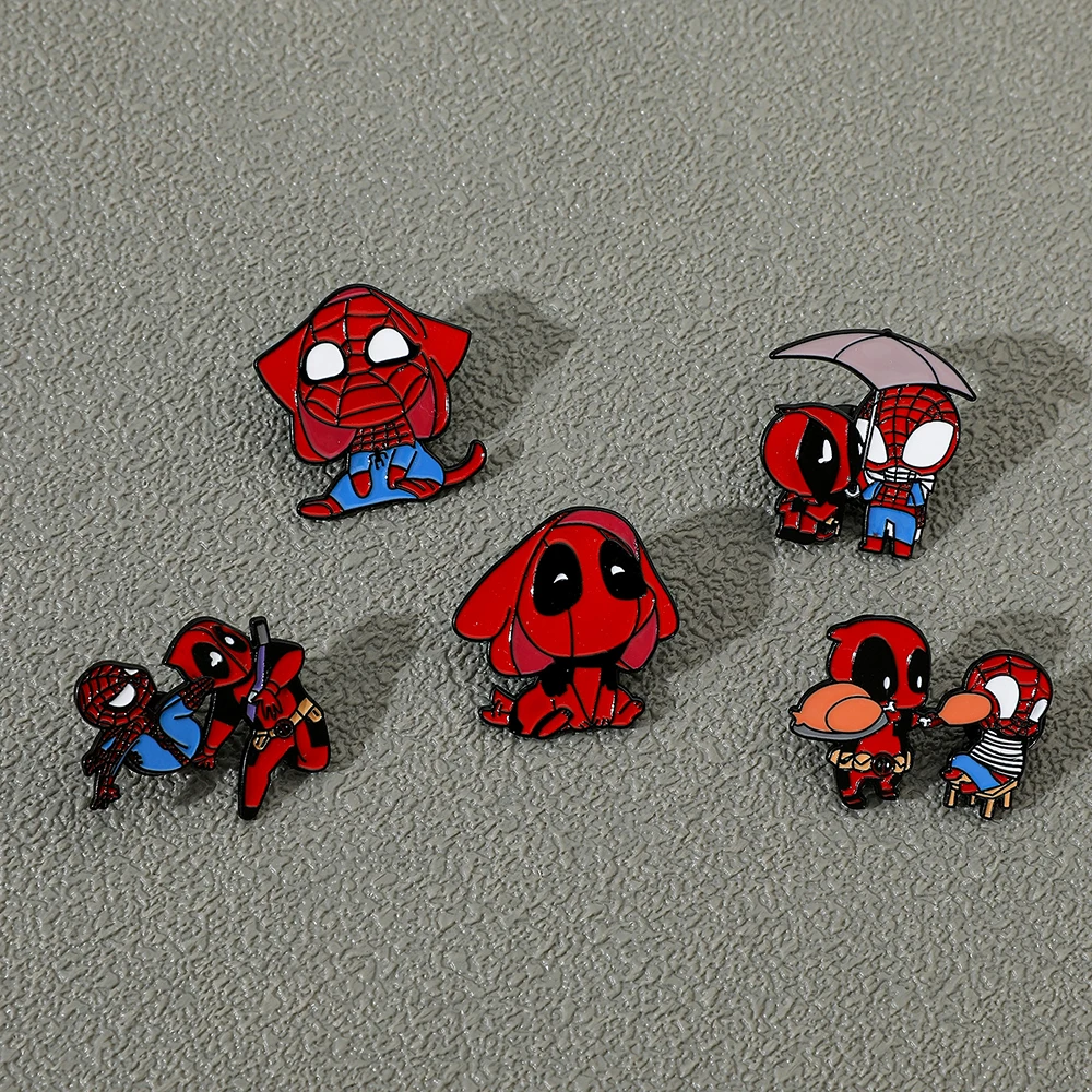 5 Pcs Action movies Spider-Man Brooch Creative Spider-Man Enamel Pin Metal Emblem Jewelry Backpack Clothing Accessories