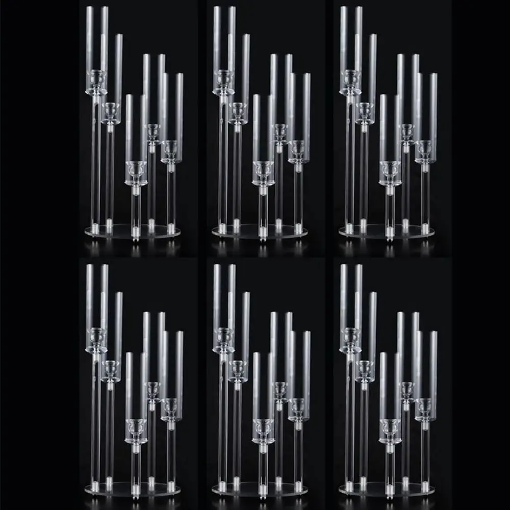 

6 комплектов акриловых канделябр, центральные детали для столов, 5 рычагов, подсвечник для свадьбы, детского душа, фестиваля, вечеринки, подоконника