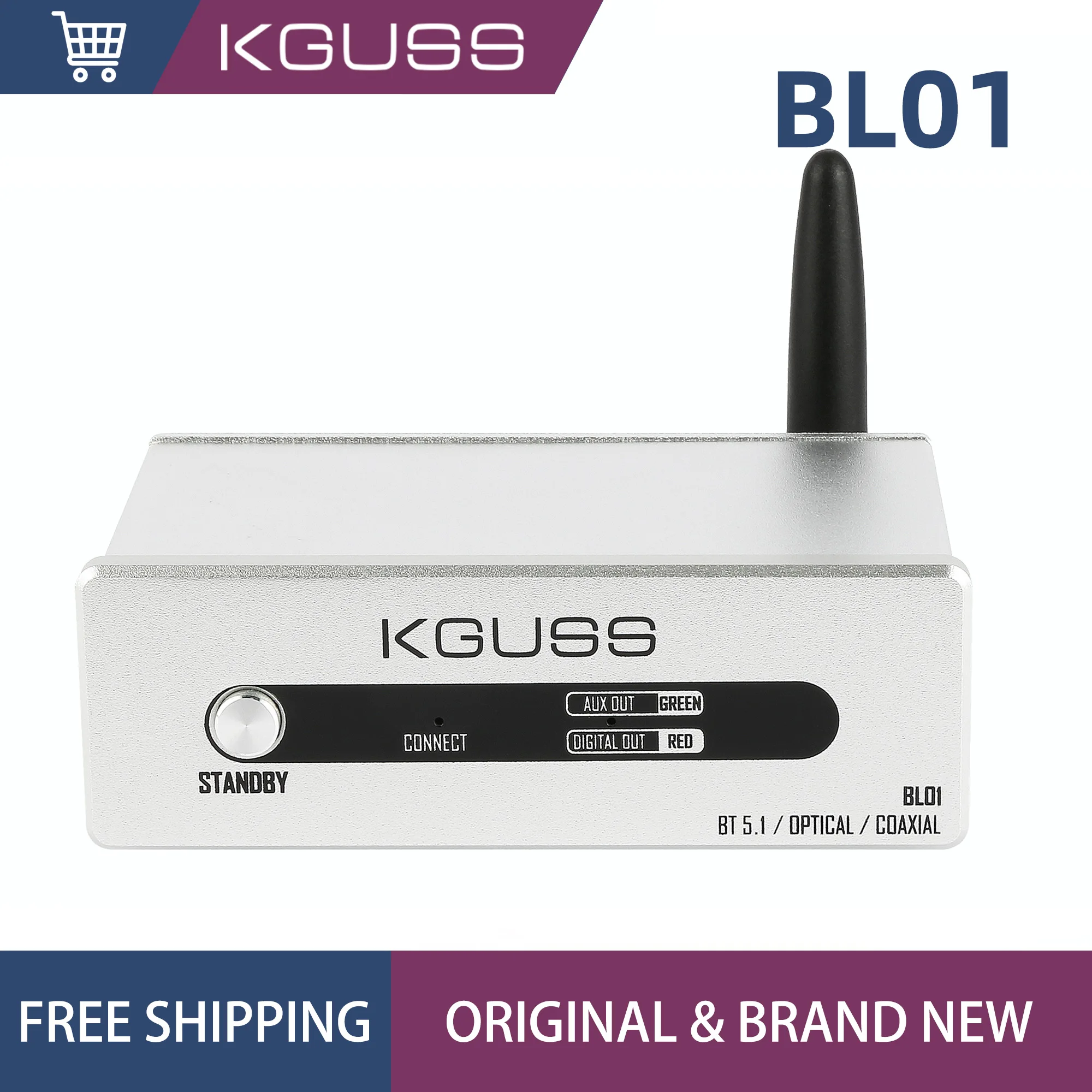 KGUSS BL01 بلوتوث 5.1 استقبال الصوت HIFI QCC3031 ضياع فك APTX HD الألياف محوري RCA الناتج DAC