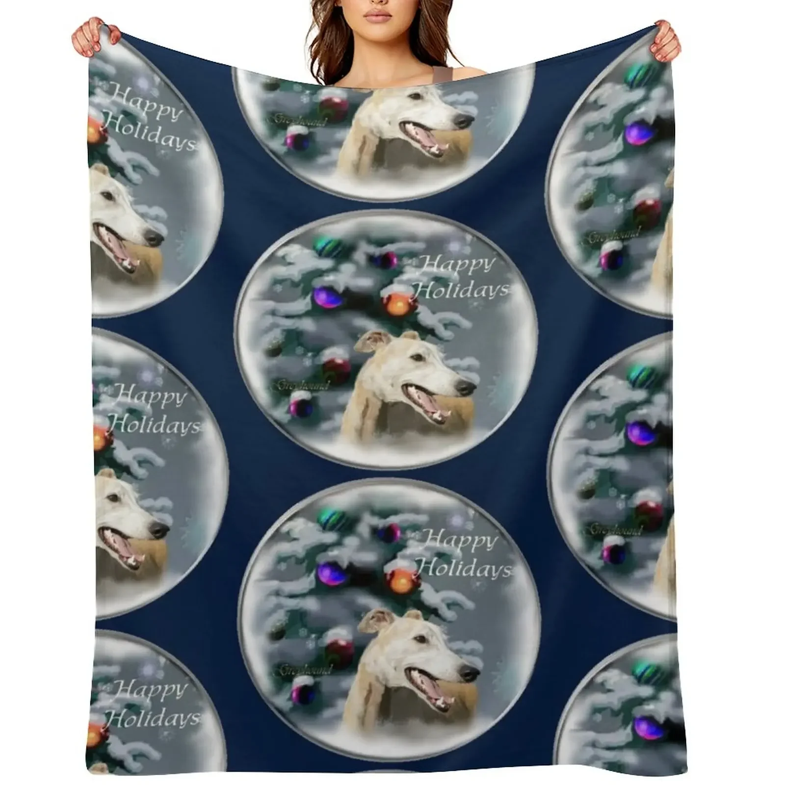 

Greyhound Dog Christmas Throw Blanket Perfect for Sofa or Picnic Warm and Cozy Winter Gift