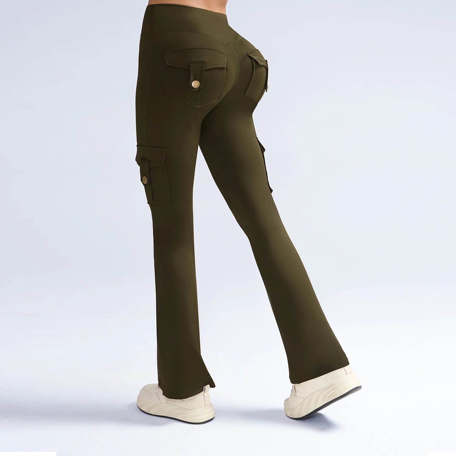 المرأة جيب البضائع مضيئة السراويل عالية الخصر ضئيلة الورك رفع جرس قيعان الشارع الشهير موضة تنوعا بنطلون النساء طماق