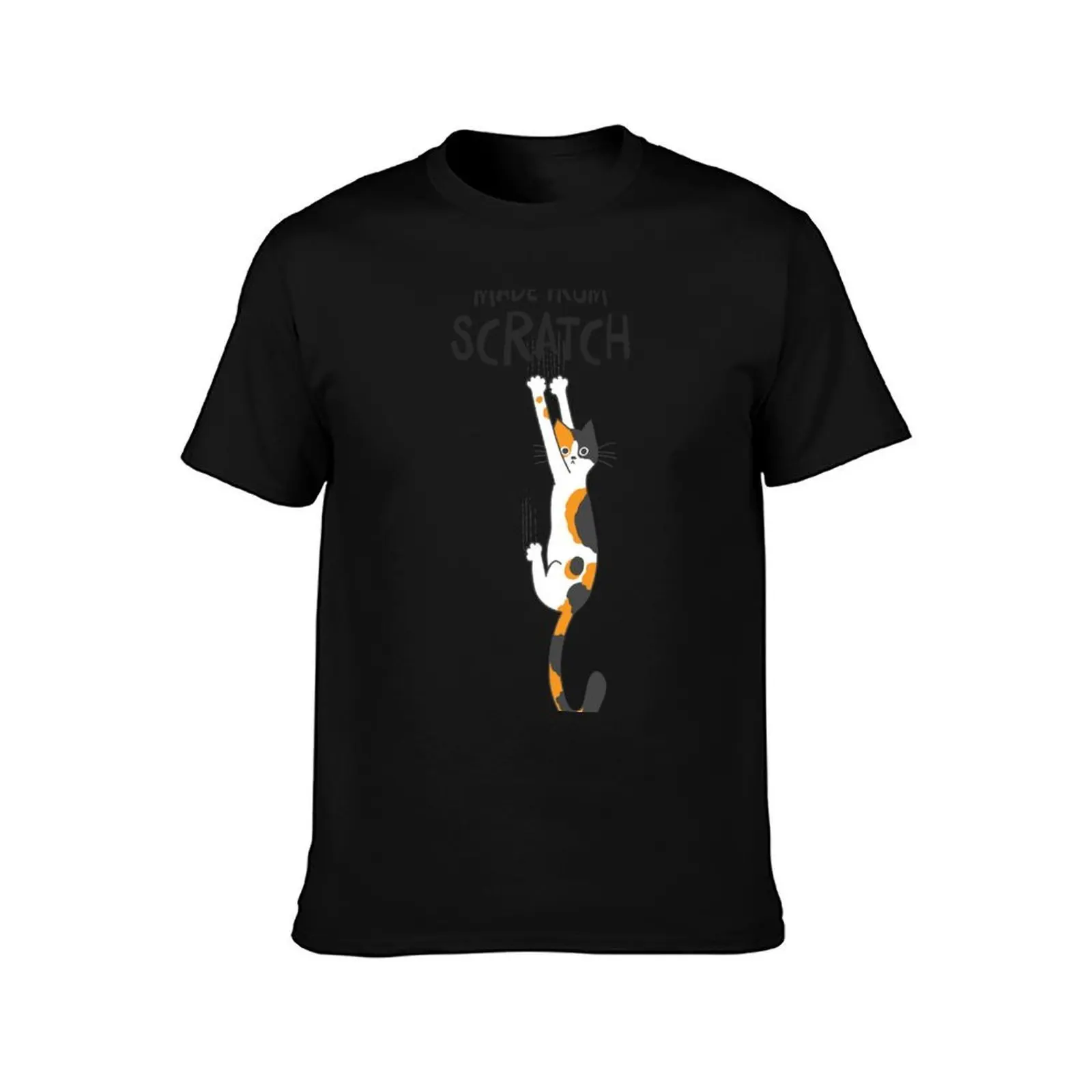 Made From Scratch Funny Calico Cat Hanging On T-Shirt Comfortable Work Wear Tee T-Shirt