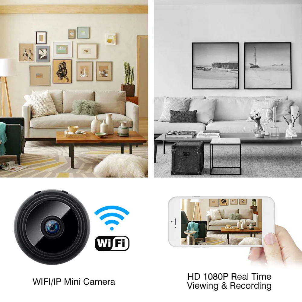 WiFi Wireless Camera Night Vision 1080P HD Wireless IP Camera Motion Detection Wireless Security Camera Rechargeable for Office