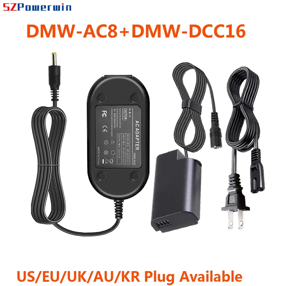 Powerwin DMWAC8+DMW-DCC16 Camera Adapter AC8 DCC16 DC Coupler DMW-BLJ31 Dummy Battery Power Supply for Panasonic DC-S1H DC-S1R