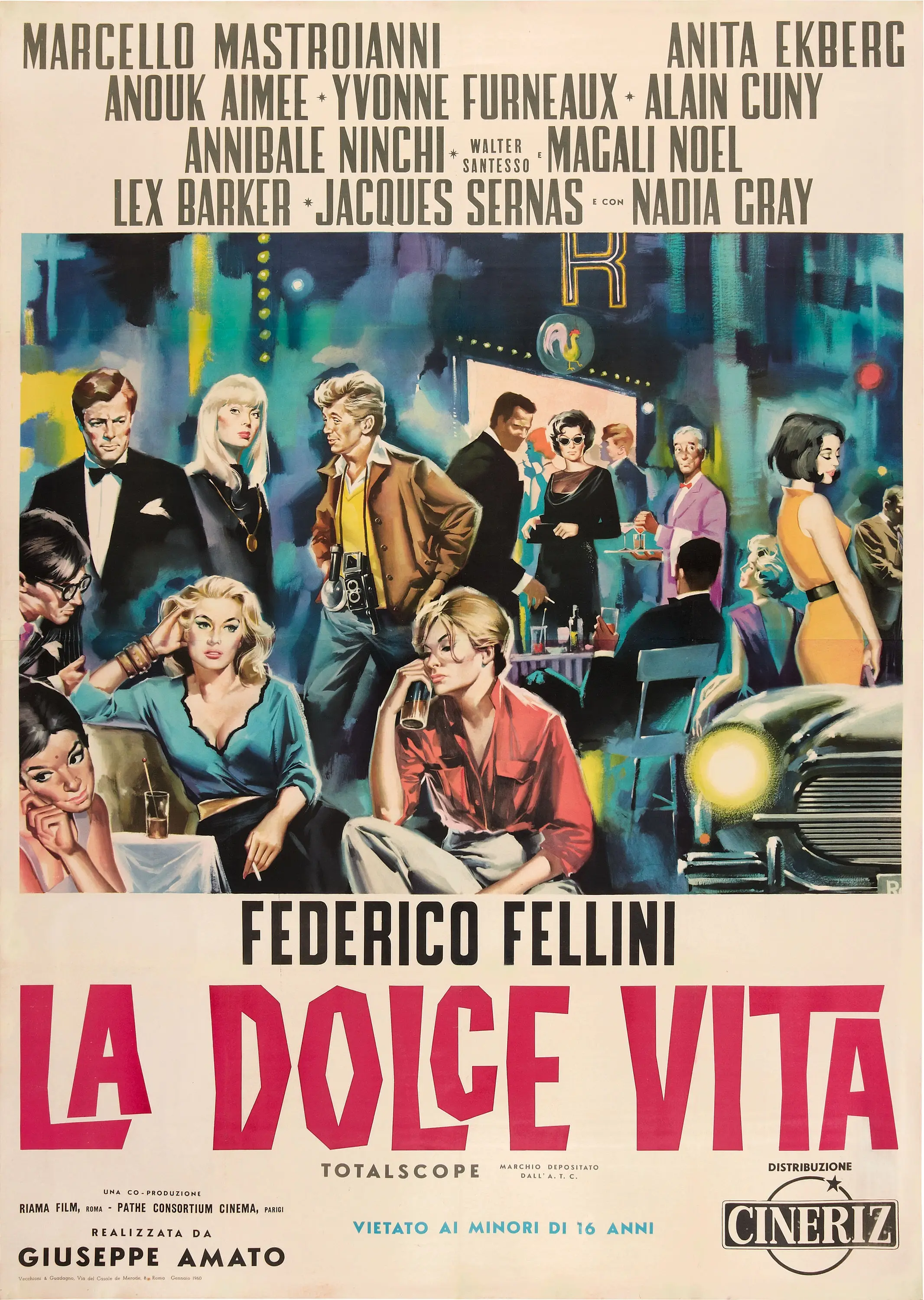 Hot Rare Movie La dolce vita (1960) The Sweet Life Art SILK POSTER Wall Art Home Decorative painting