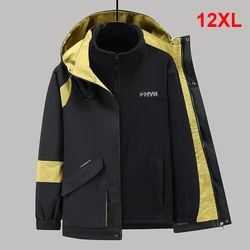 12XL Plus Size Windbreaker Jacket Men Autumn Winter Removable Inner Liner Jacket Coat Fashion Casual Fleece Jackets Big Size