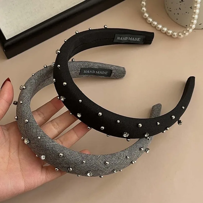 Korean Super Heavy Industry Rhinestone Hairhoop High-Grade Sponge Hairpin Hair Ornaments Simple High Skull Top Headband Headwear