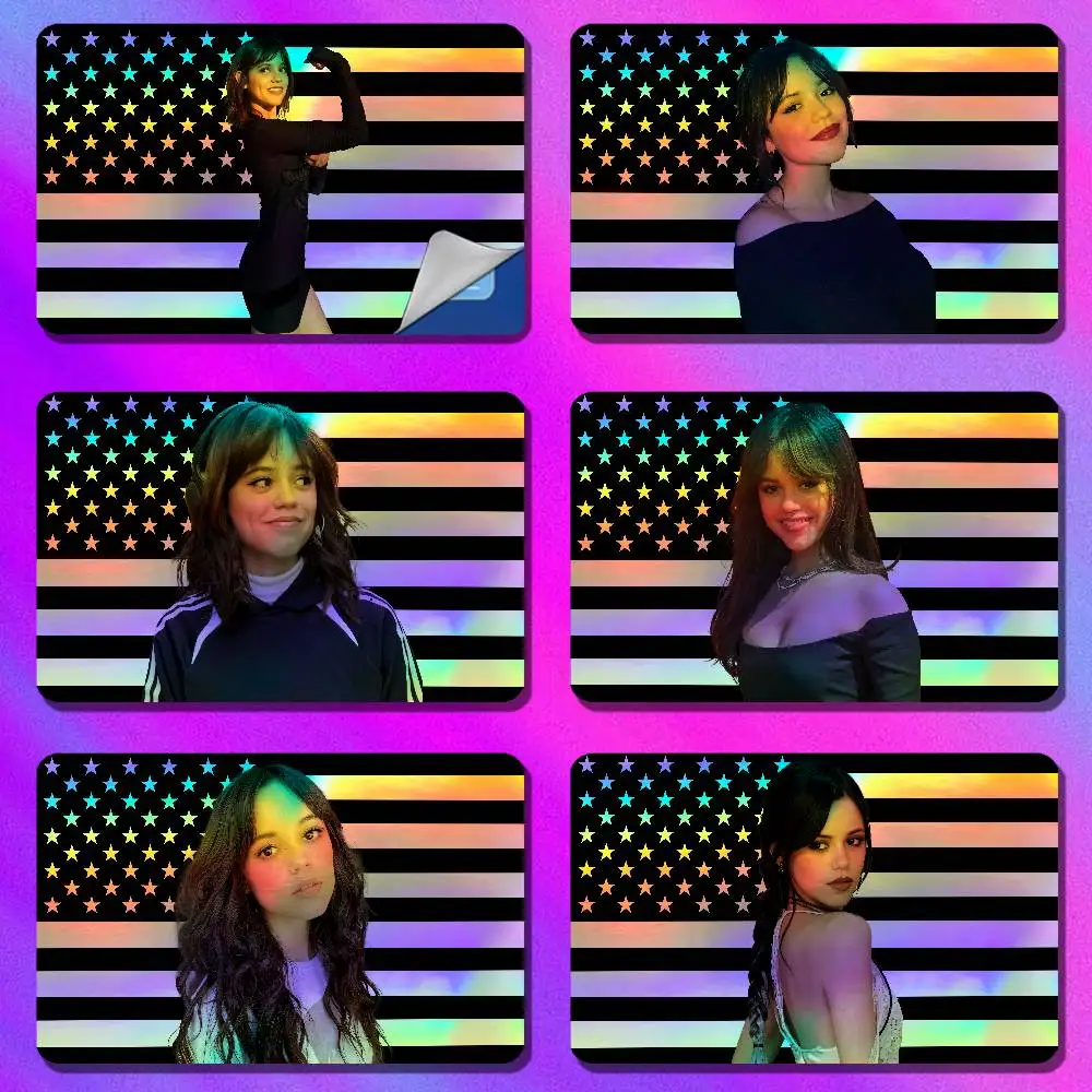 For Jenna Ortega Credit Bank Sticker ID Access Card Cover Skin Rainbow Color Laser Stickers Film