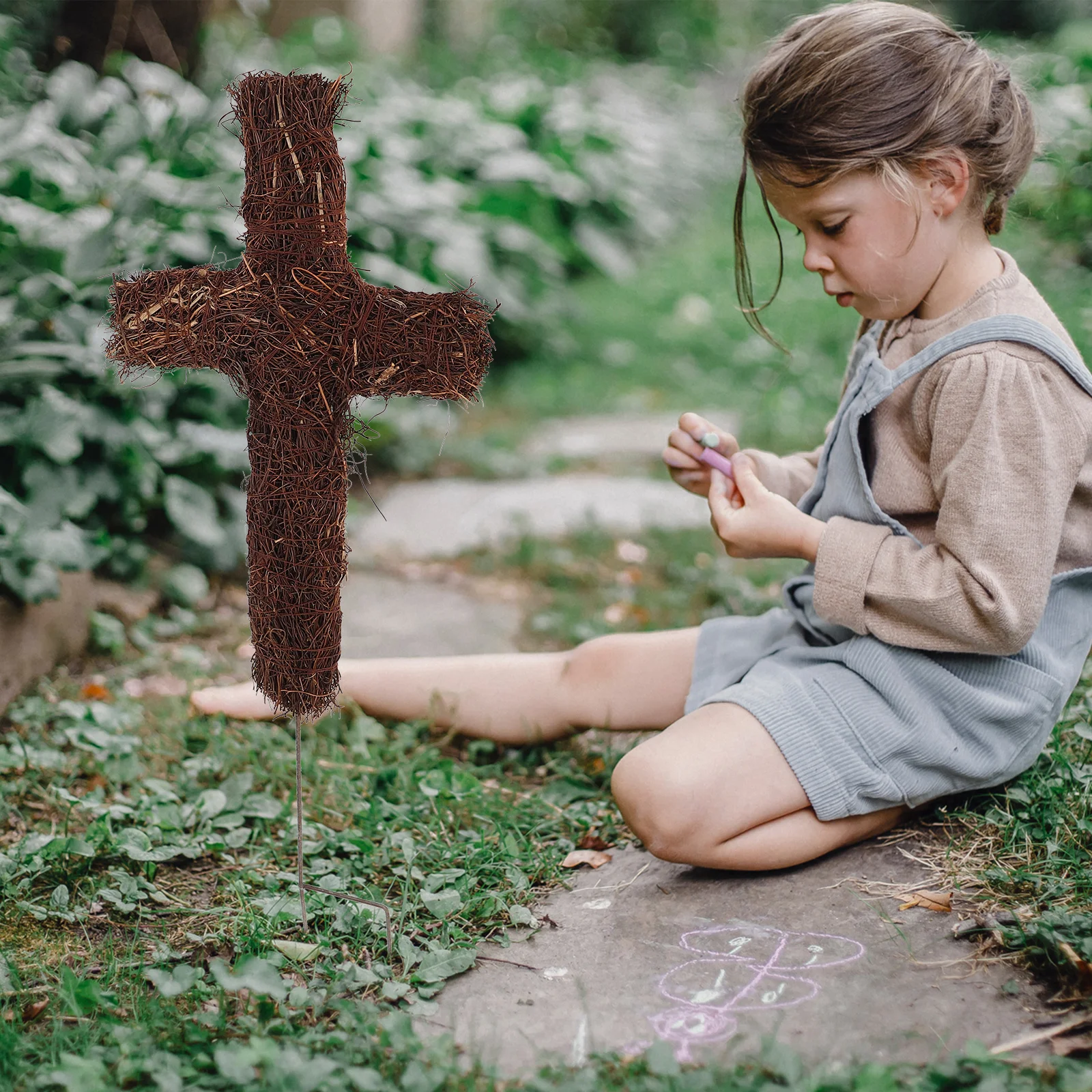 

Garden Stake Woven Rattan Outdoor Cross For Yard Garden Fade Resistant Christmas Decor Diy Cross Craft Supplies -