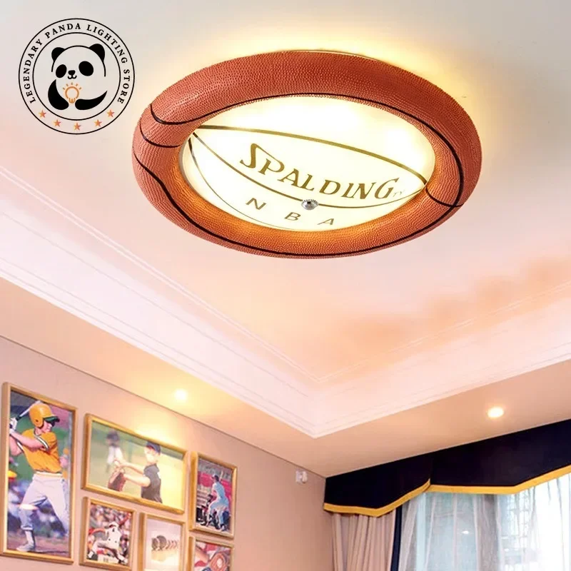 Modern Designer Ceiling Light Creative Cartoon Basketball Resin Fixture Children Bedroom Nursery Kindergarten Parlor Decor Lamps