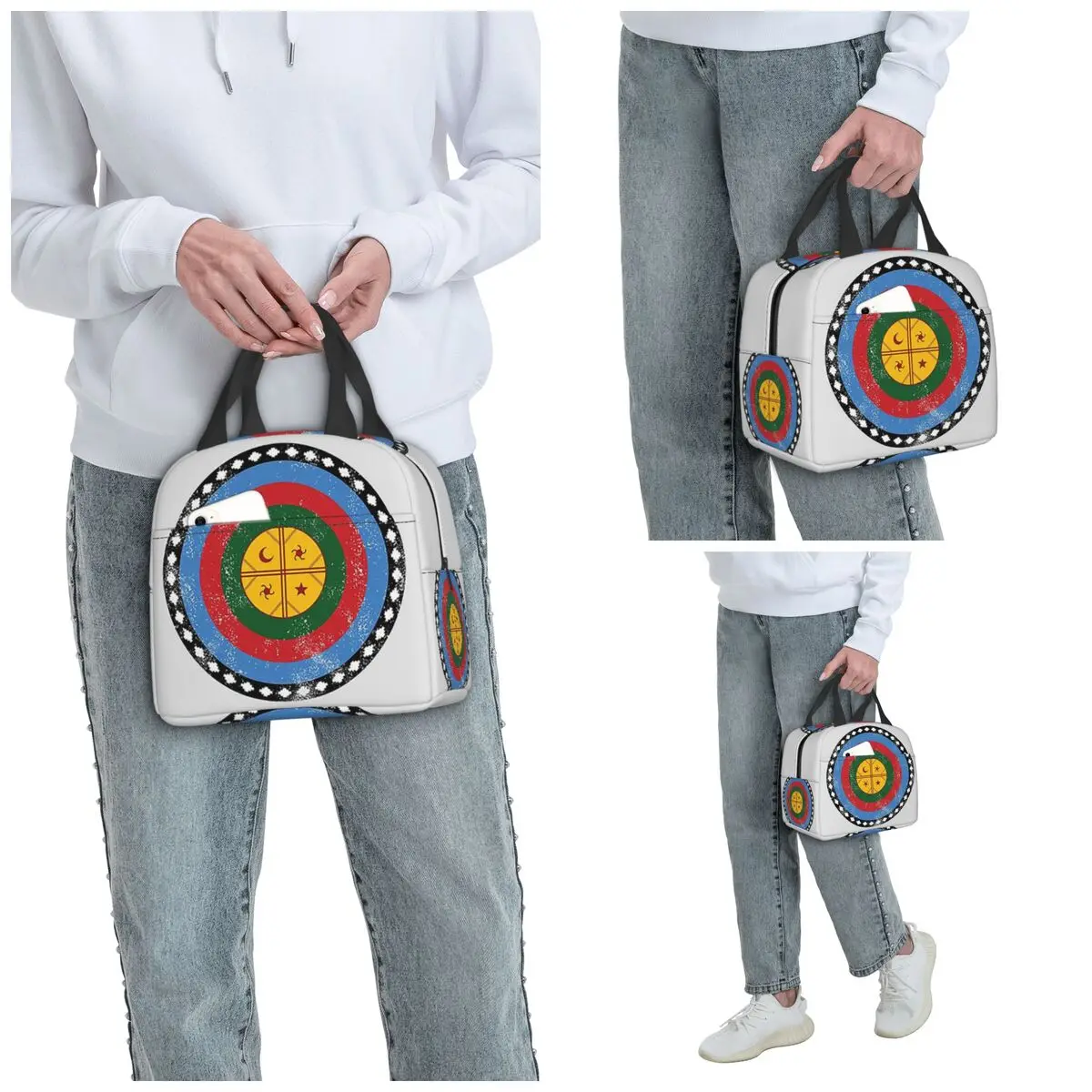 Mapuche Sign Symbol Graphic Insulated Lunch Bag for Women Office Cooler Thermal Food Box Tote Portable Lunch Boxes Container