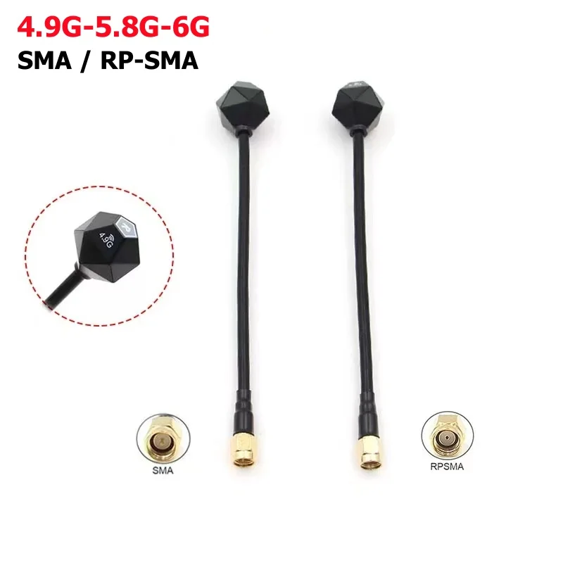 4.9G-5.8G-6G Multi Frequency Diamond Antenna 3dbi Gain SMA/RP-SMA Interface RHCP For RC Model FPV Long-Distance VTX Racing Drone