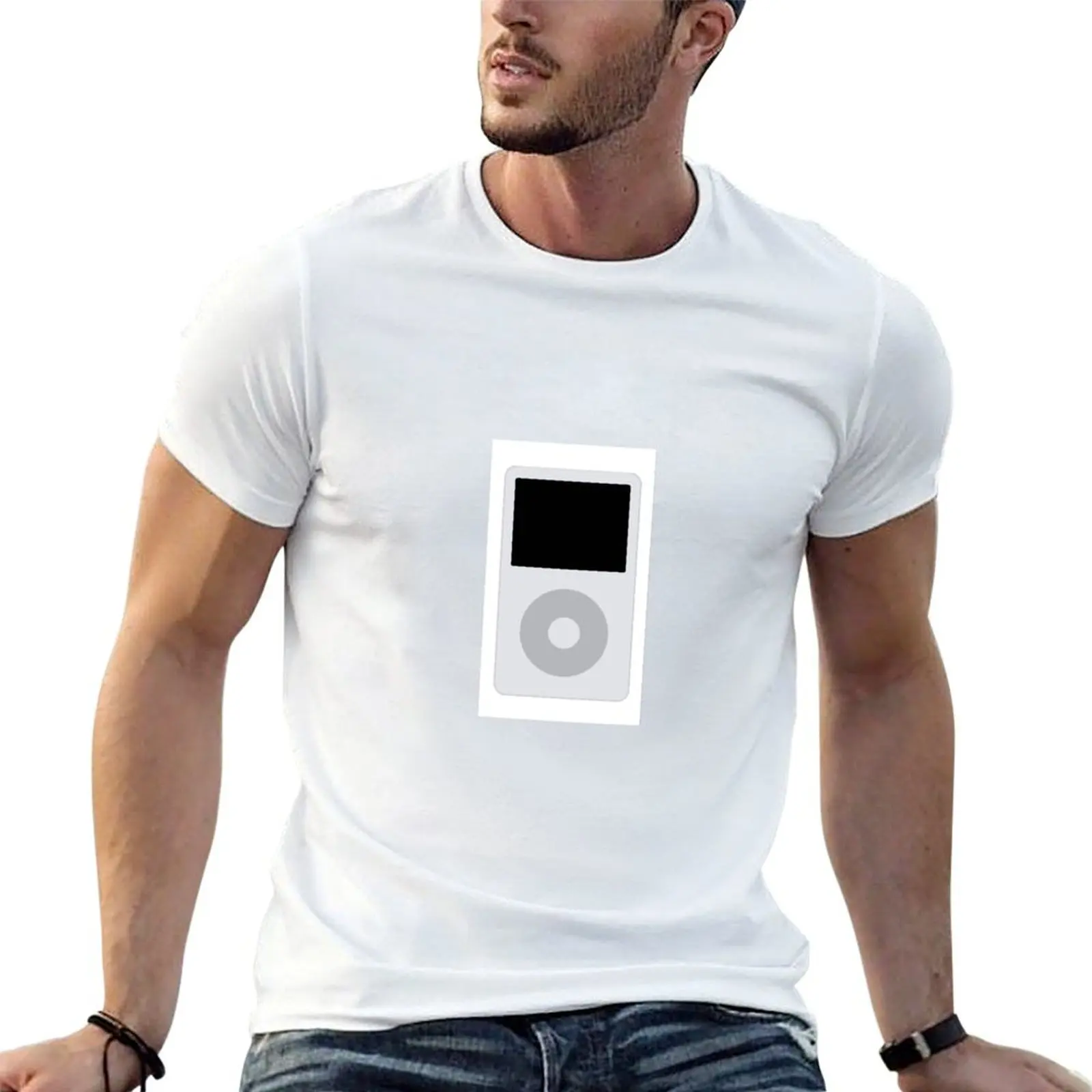 Reproductor de mp3 de música estilo icono de iPod Classic de quinta generación. Camiseta camiseta hombre camisetas de algodón liso camiseta de alta calidad