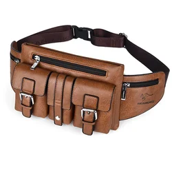 Sacos de peito de ombro cruzado masculino, Bolsa para cintura, Bolsa para cinto de couro, Pacote de viagem, Grande bolso para celular, Fanny Pack, Homem, 2024