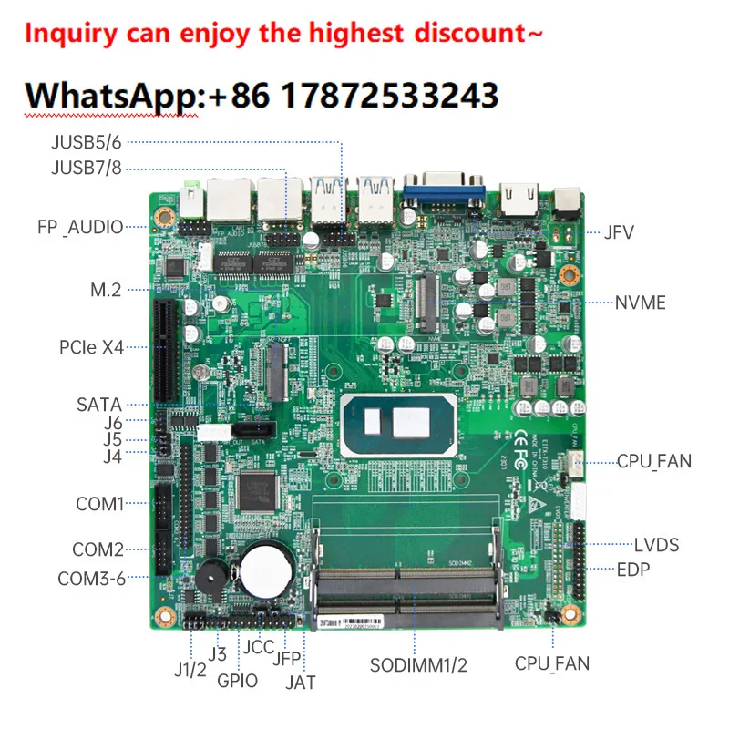 EITX-7310 Embedded ITX Motherboard Core 11th Generation Processor 10 USB Independent Three Display